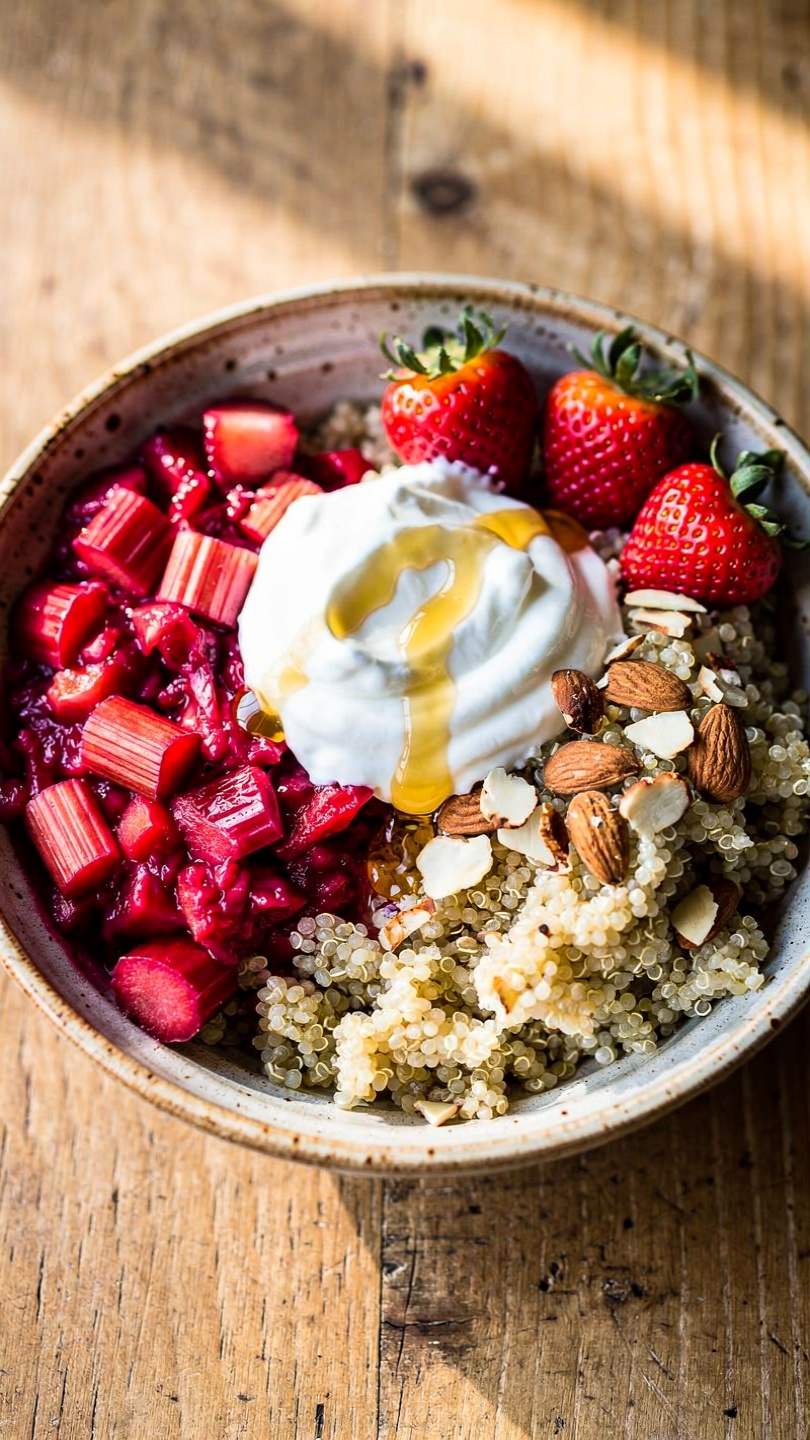Rhubarb Quinoa Breakfast Bowl