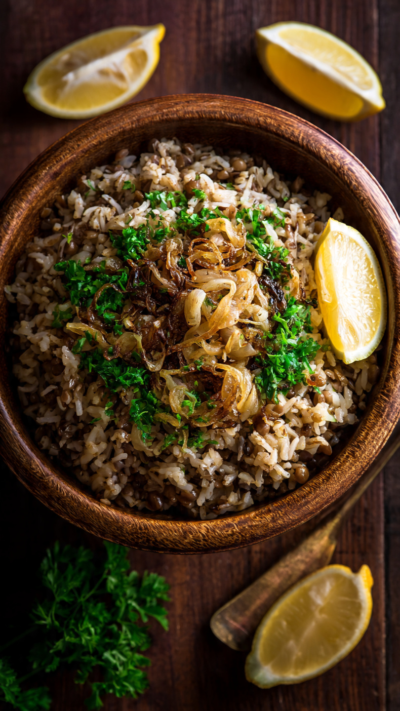 Mediterranean Lentils and Rice (Mujaddara)