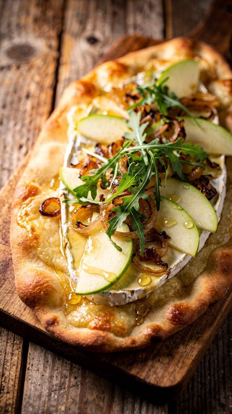 Apple Brie Flatbread with Honey and Walnuts