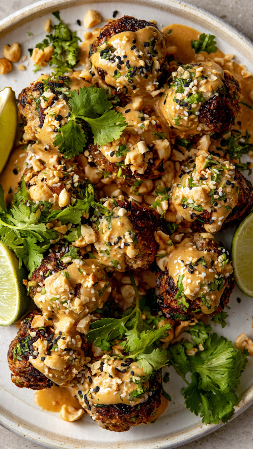 Chicken Meatballs with Peanut Sauce