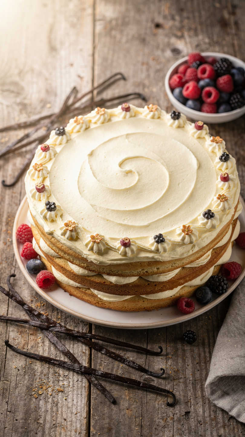 Classic Vanilla Cake with Silky Buttercream Frosting